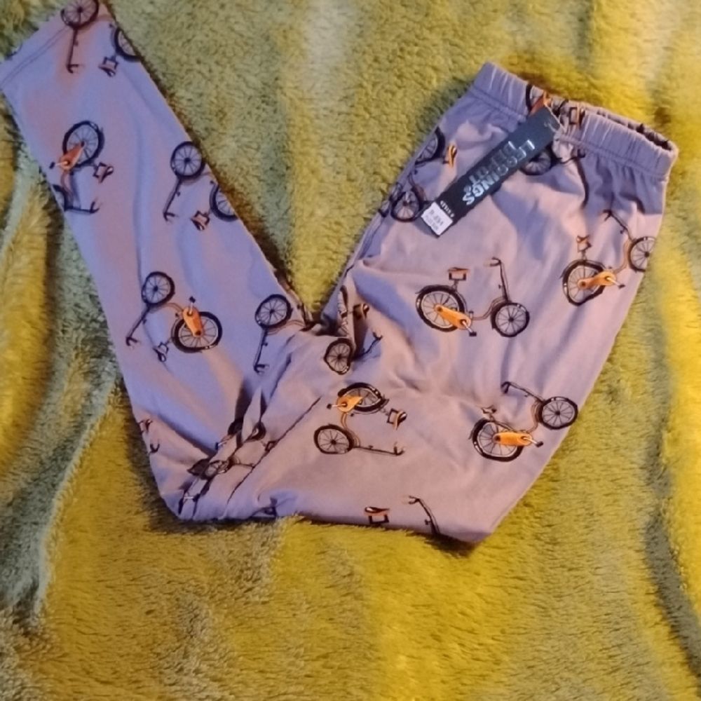 Leggings Depot Women's Bicycle Print Leggings - Purple and Orange - Picture 3 of 4